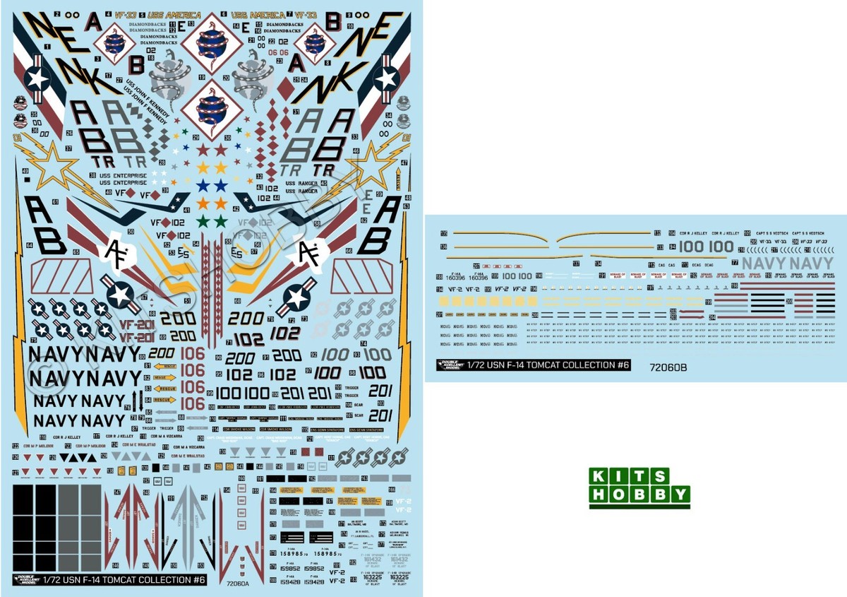 DXM decal 1/72 USN F-14 Tomcat VF-2 / VF-33 / VF-101 / VF-102 / VF