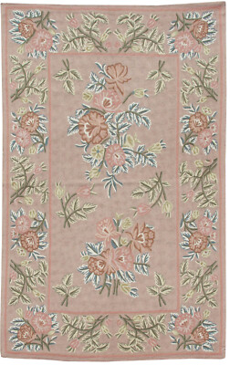 RRA 4x5 Chain Stitch Rug Allover Floral  Design Light Rose Carpet 23526
