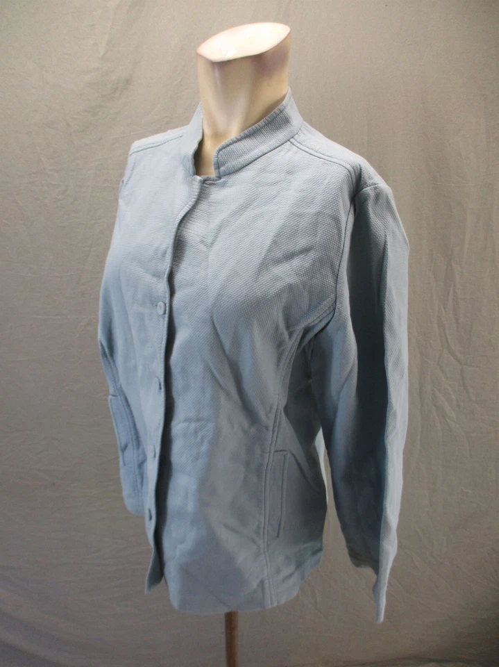 Blazer EILEEN FISHER Talla L Mujer Gris Mezcla Algodón Cuello Mandarín Abotonado 613 Foto 3 de 4