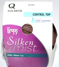 L'eggs Women's Silky Sheer Leg Control Top Pantyhose Q (Large) Sun Beige #20304