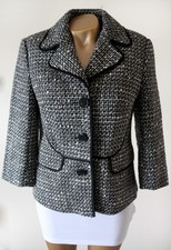 Laurel Designer Black Tweed Boucle Wool Blend Blazer Jacket Fr34 Fit Uk 10