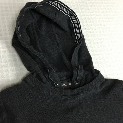 Michael Kors Hoodie Women's M 38" Waffle Knit Gray Thermal Pullover Sweatshirt - Picture 3 of 11