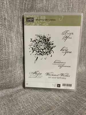 RETIRED Stampin Up BLOOMING WITH KINDNESS stamp set Thank you Rose Flower