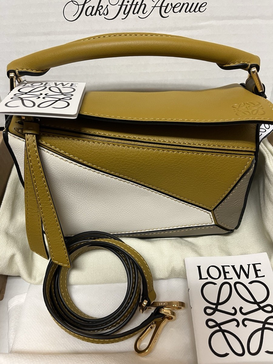 LOEWE mini puzzle leather satchel bag ochre Spain Jonathan