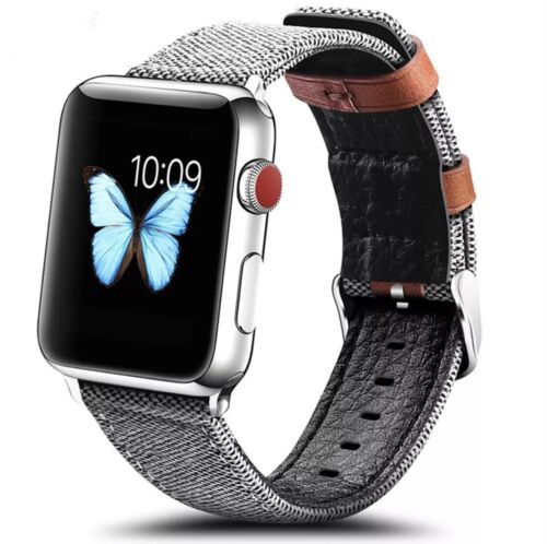 Light Grey Fabric Strap 42/44/45mm For Apple Watch Series 3,4,5,6,7,8,9,SE,ULTRA - Picture 1 of 19