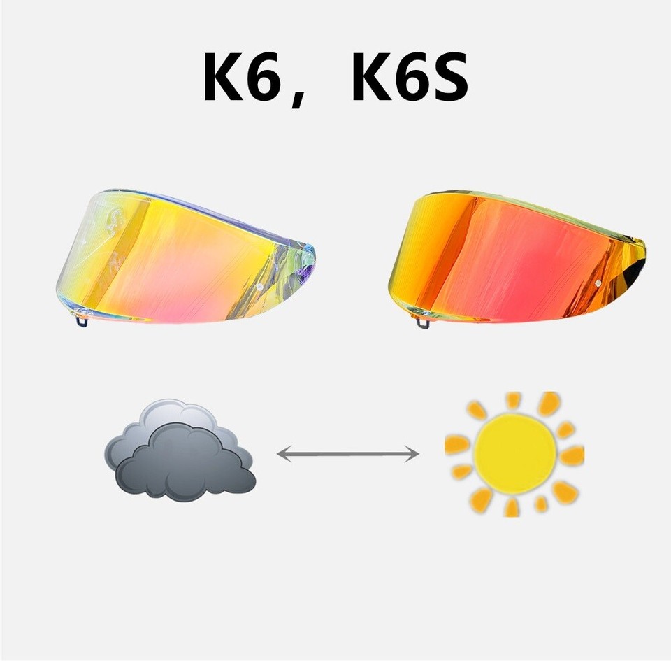 Red Photochromic Visor Lens For AGV K6 K6s Motorcycle AntiUv Windshield Helmet eBay