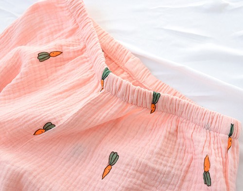 Chinese Japanese Autumn Women 100% Gauze Cotton Pajamas Set Sleepwear Nightwear - Picture 12 of 16