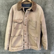 VTG 70s Distressed Blue Bell Blanket Lined Canvas Chore Coat Sz 48