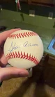 Hank Aaron Signed Official National League Baseball, Signature on Sweet Spot