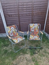 Vintage Garden Chair Folding Deck Floral Pattern for Camping and Beach Garden