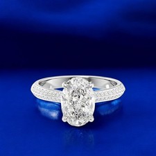 Engagement Diamond Women Ring Semi Mount Setting Oval 0.40 Carat 14k White Gold