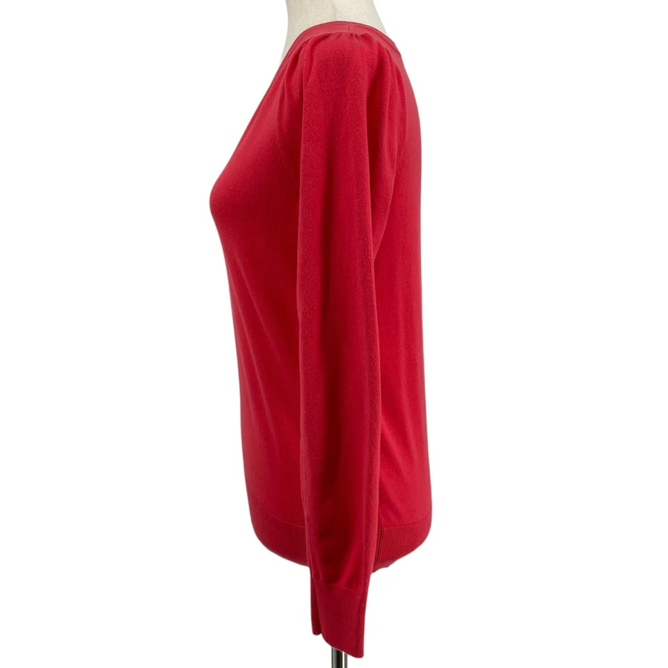 Boden Cotton V Neck Sweater S Radish Long Sleeve Cotton Blend Knit K0510 - Image 4 of 4