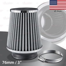 3 76mm High Flow Cold Air Intake Racing Engine Narrow Pro-filter In Silver Cone 3 76mm High Flow Cold Air Intake Racing Engine Narrow Pro-filter In Silver Cone