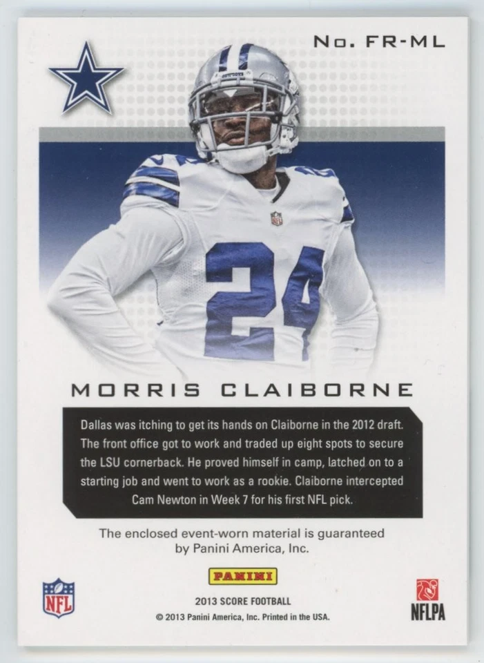 2013 Score Future Franchise Fabric Morris Claiborne Dallas Cowboys #FR-ML - Image 2 of 2