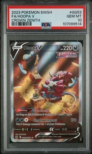 2023 POKEMON SWORD AND SHIELD CROWN ZENITH #GG53 FA/HOOPA V PSA 10