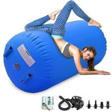 Air Roller Gymnastics Barrel Inflatable Tumbling Roller 3.3ftx23.6inch Blue
