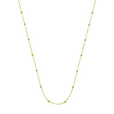 BAYAM Gold Ball Kette mit Federring Echt 14K Gelbgold ALL SIZES