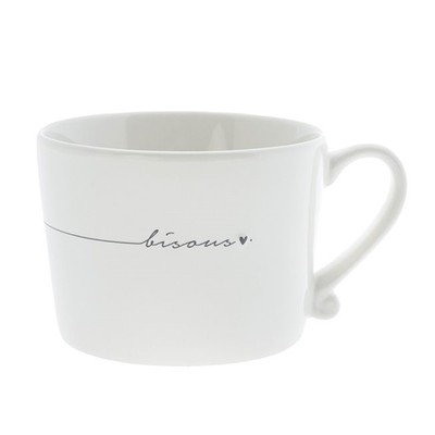 Tasse, Becher BISOUS weiß schwarz für 270ml Keramik Bastion Collections