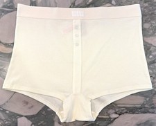 NEW Victoria Secret PINK High Waist Shortie Boyshort - RIBBED - Soft Pearl - XL