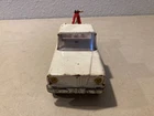 Vintage 1960 Tonka White & Red Metal Mini Jeep Pickup Wrecker Tow Truck 9”