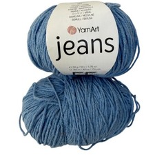 YarnArt Jeans Color 15 Lot 3862 Blue Acrylic Cotton 1.76 oz 174 Yards Lot of 2