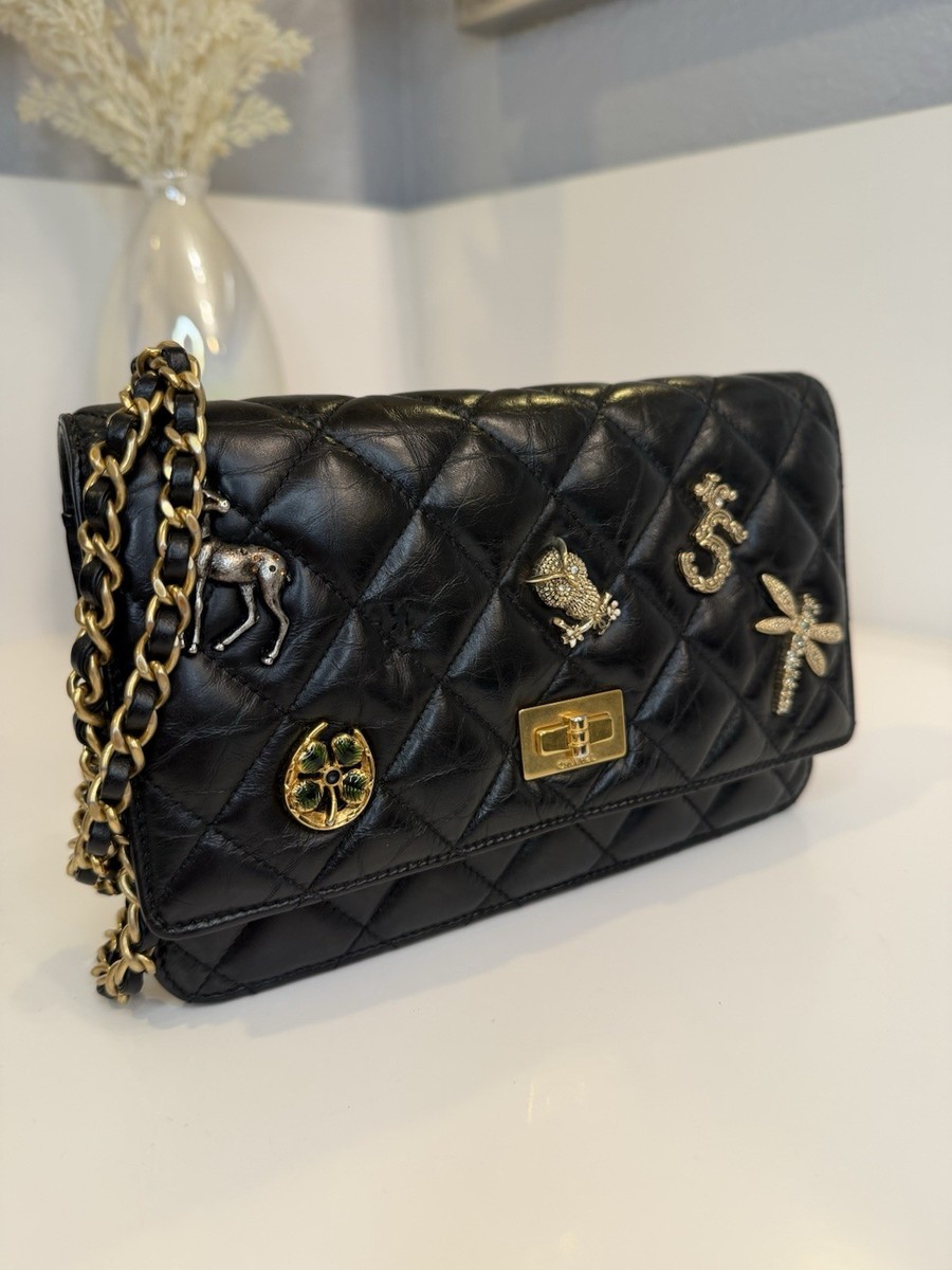 Chanel 2.55 Reissue Wallet On Chain WOC Calfskin Black | eBay