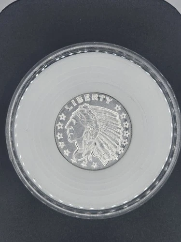 NEW INCUSE INDIAN 1/10 SILVER .999 BULLION ROUND COIN FREE CAPSULE