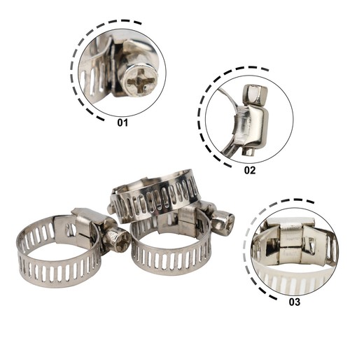 Hoses Clips Replacement 1/2"-3/4" Stainless Steel Drive Clamps Fuel Line Silver - Picture 8 of 15