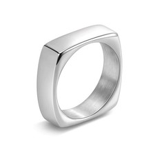 Men's Stainless Steel Square Band Ring 6mm Silver Size 11