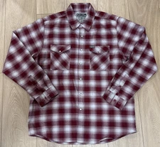 Dixxon Flannel Co Badwood Mens Large Maroon Plaid Long Sleeve Snap Flannel Shirt