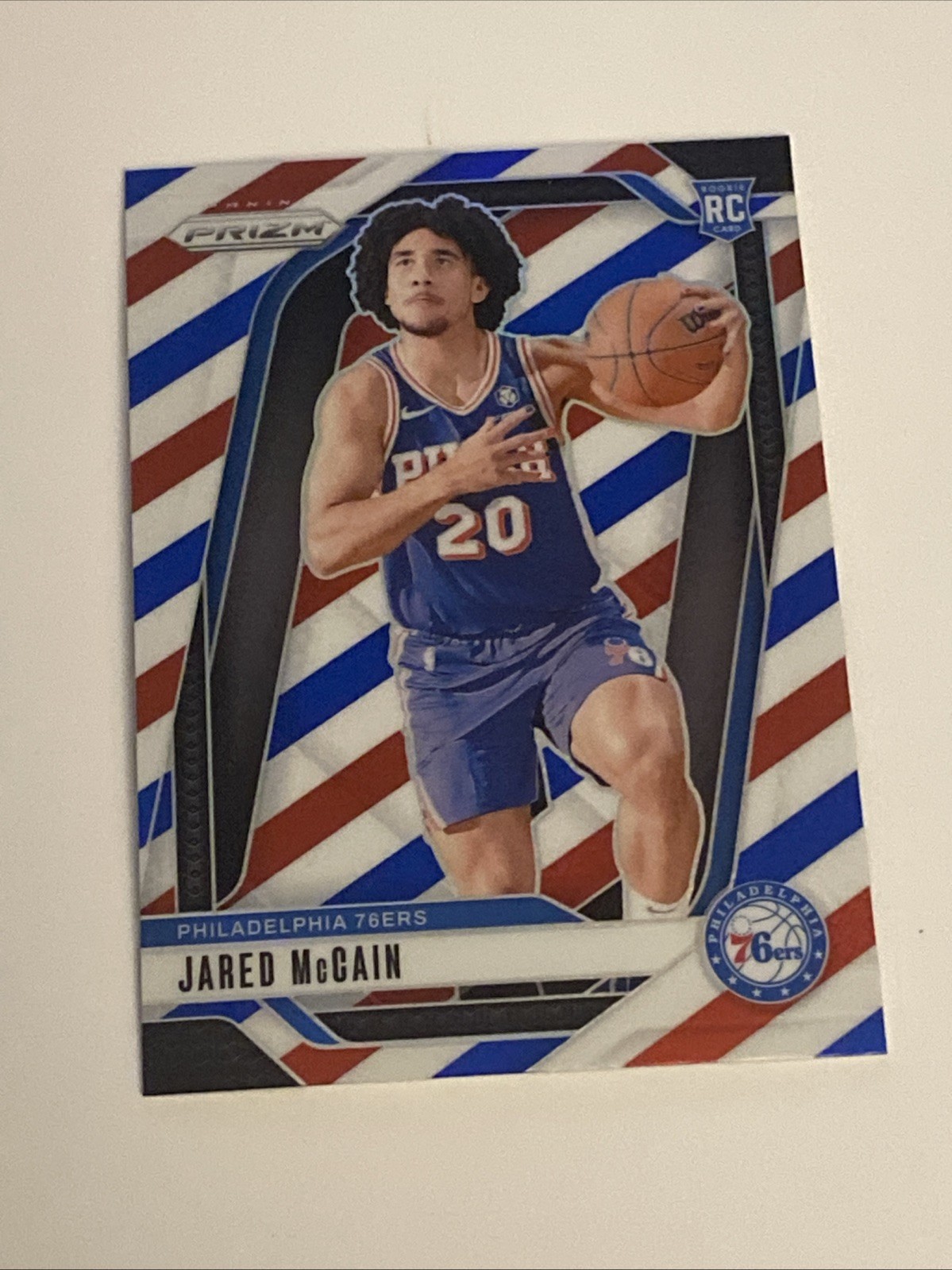 2024-25 Panini Prizm - Jared McCain #222 Red White & Blue Prizm RWB Rookie RC