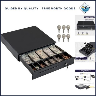 16-Inch Cash Drawer with Key Lock for Point of Sale Systems, Anti-Theft Feature