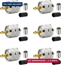 6-Pack PL259 Male Coax Connector,UHF Male Crimp Connectors for RG-8X LMR-240 4D-