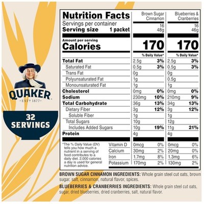 Individual Packet Steel Cut Oatmeal, 2 Flavor, 32 ct*`