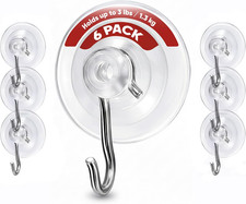 Suction Cup Hooks for Window - 6 Pack Clear Heavy Duty