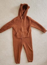 CAT  JACK Bear Sherpa Brown SLEEPER PAJAMAS One Piece HOOD 10