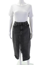 Good American Womens Zip Button Lined Wide Leg Jeans Charcoal Size EUR 30