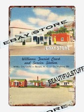 1930-45 Williams Tourist Court Service Station Benson, North Carolina  tin sign