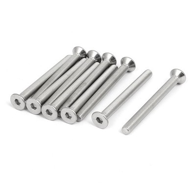 M6x65mm 304 Stainless Steel Flat Head Hex Socket Cap Screws DIN7991 10pcs