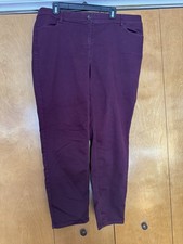 CLEARANCE  Violets & Roses Women's Burgundy Pants, Button Zip, Flat Front, Solid