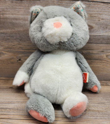 B Softies Gray Kitty Cat Polka Dot Ears Plush Stuffed Toy White Baby Soft 11''