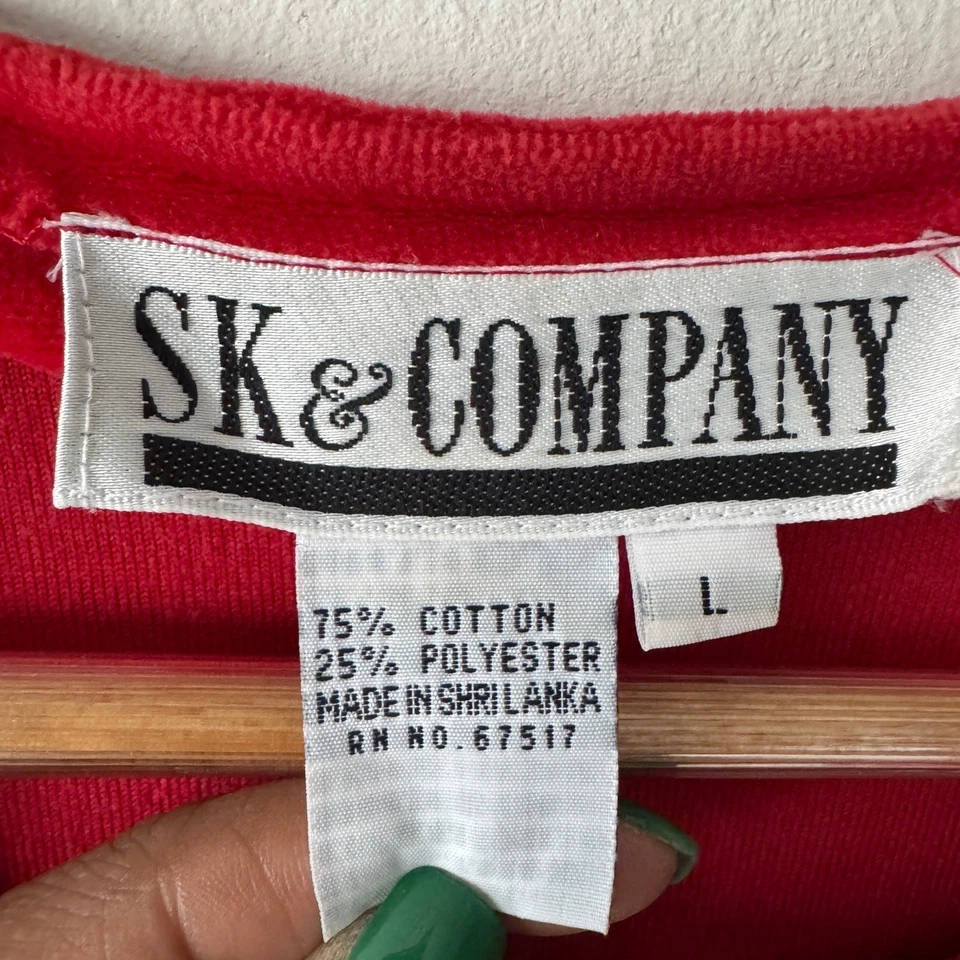 Mono De Colección SK & Company Mujer Grande Rojo Terciopelo Manga Larga Años 70 Retro Vacaciones Foto 4 de 4