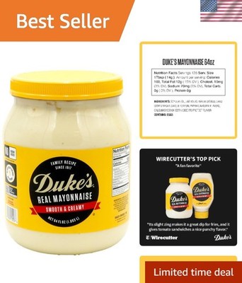 Duke's Mayonnaise 64 Oz - Smooth, Creamy & Ideal for Sandwiches, Salads & More