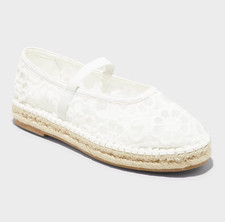 Women's Celia Floral Lace Mary Jane Espadrille Flat with Memory Foam Insole NWT