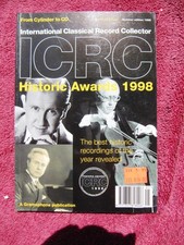 Historic Awards 1998 INTERNATIONAL CLASSICAL RECORD COLLECTOR Magazine 13 Summer