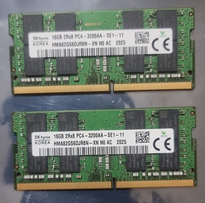 SK hynix PC4-25600 PC4 3200AA 32GB 2x16GB DDR4 2RX8 3200MHz 260pin Arbeitsspeicher Ram