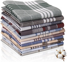 12 pack Men's Handkerchiefs 100 Cotton 16 inch Large Mens Pocket Square Handker