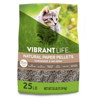 Natural Paper Pellet Cat Litter Unscented Clumping 25lb Bag Eco Friendly Low