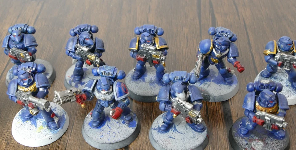Warhammer 40k Space Marines Crimson Fists Tactical Squad (Lot of 10) Painted - Image 3 of 4