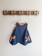 Girls size 2-3 years top dress blue and orange gingham